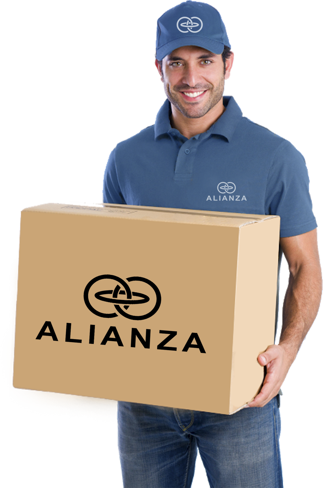 Entregador Alianza com caixa de cestas
